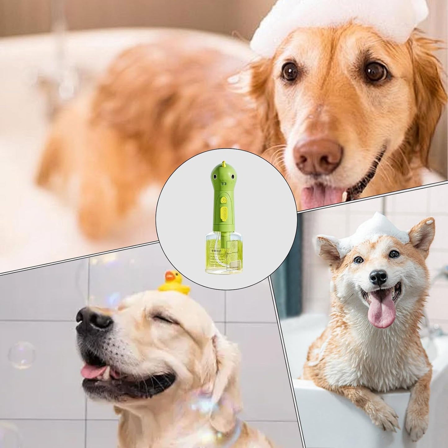 Dog Shampoo Dispenser, Electric Soap Sprayer, 23x8.5x8.5cm/9.06x3.35x3.35 Inches Rechargeable Foaming Cleaner, Multipurpose Washing Tool, 1 Pack, for Pet Bath Kitchen Toilet Use
