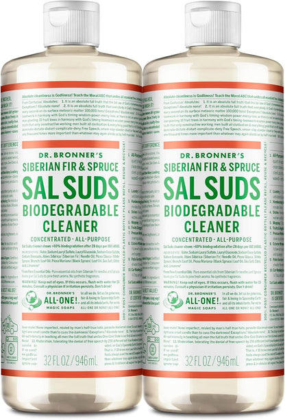 Dr. Bronner's - Sal Suds Biodegradable Cleaner (946 mL, 2-Pack) - Concentrated All-Purpose Cleaner, Pine Cleaner for Floors, Laundry and Dishes, Cuts Grease and Dirt, Cleaning Concentrate Formula