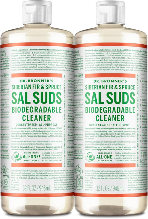 Dr. Bronner's - Sal Suds Biodegradable Cleaner (946 mL, 2-Pack) - Concentrated All-Purpose Cleaner, Pine Cleaner for Floors, Laundry and Dishes, Cuts Grease and Dirt, Cleaning Concentrate Formula