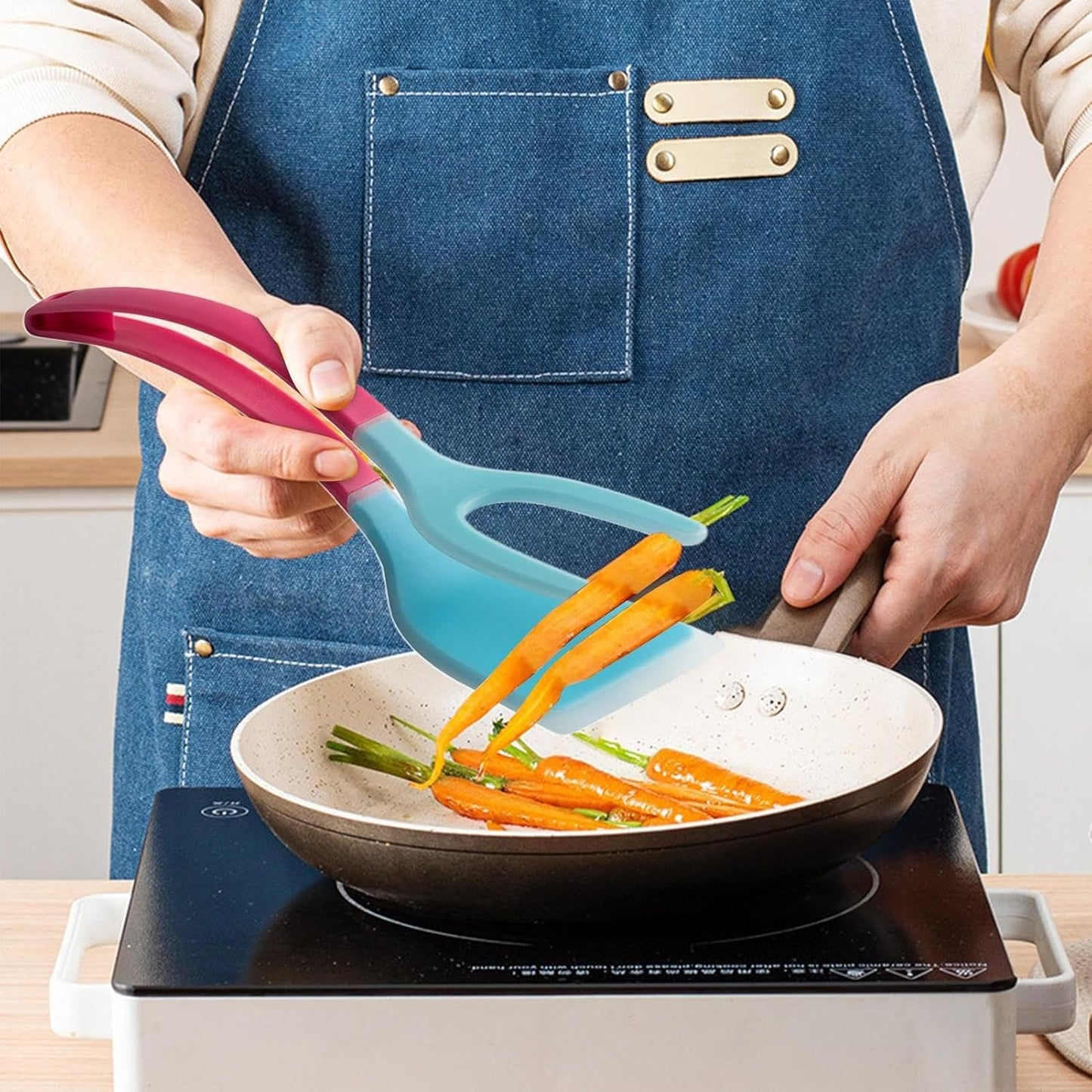 Sghtil Egg Fin Spatula, Spatula Fin, 2 in 1 Spatula and Tongs | Kitchen Gadgets, Kitchen Tool for Frying Steak Steak Bbq Fried