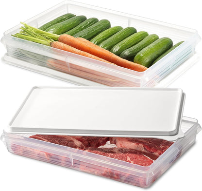 Deli Meat Containers with Lids – Set of 2 Deli Food Containers with Lids – Airtight Food Storage Containers for Cheese, Bacon, Fruits, Cookies – BPA-Free Stackable Deli Meat Container for Fridge