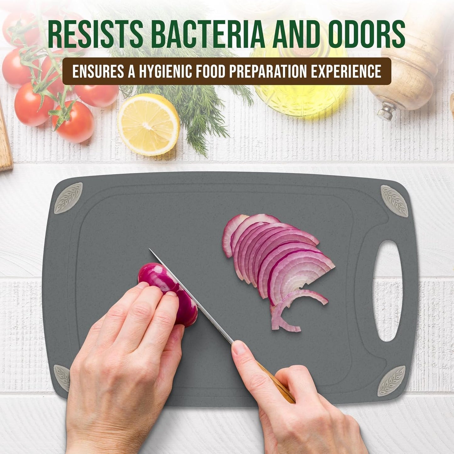 AXIOM CREATIONS 2-Piece Reversible Cutting Board Set Made from Natural Food Grade Wheat Straw Material - Eco-Conscious Alternative to Plastic - Gluten Free & BPA Free Chopping Boards for Kitchen