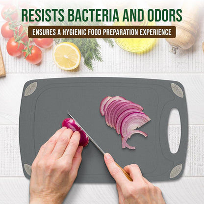 AXIOM CREATIONS 2-Piece Reversible Cutting Board Set Made from Natural Food Grade Wheat Straw Material - Eco-Conscious Alternative to Plastic - Gluten Free & BPA Free Chopping Boards for Kitchen