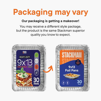 Aluminum Pans 9x13 Disposable Foil Pans [30-Pack] Heavy-Duty Baking Pans, Half-Size Deep Steam Table Pans - Tin Foil Pans Great for Cooking, Baking, Heating, Storing, Food Prepping by Stack Man
