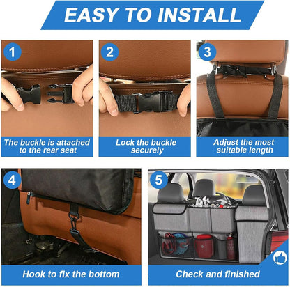 Large Capacity Car Trunk Suspension Organization Storage Bag - Waterproof, Detachable & Foldable - Suitable for SUVs and Jeeps - 7 Pockets - Gray & Black - Durable Oxford Cloth (Grey)