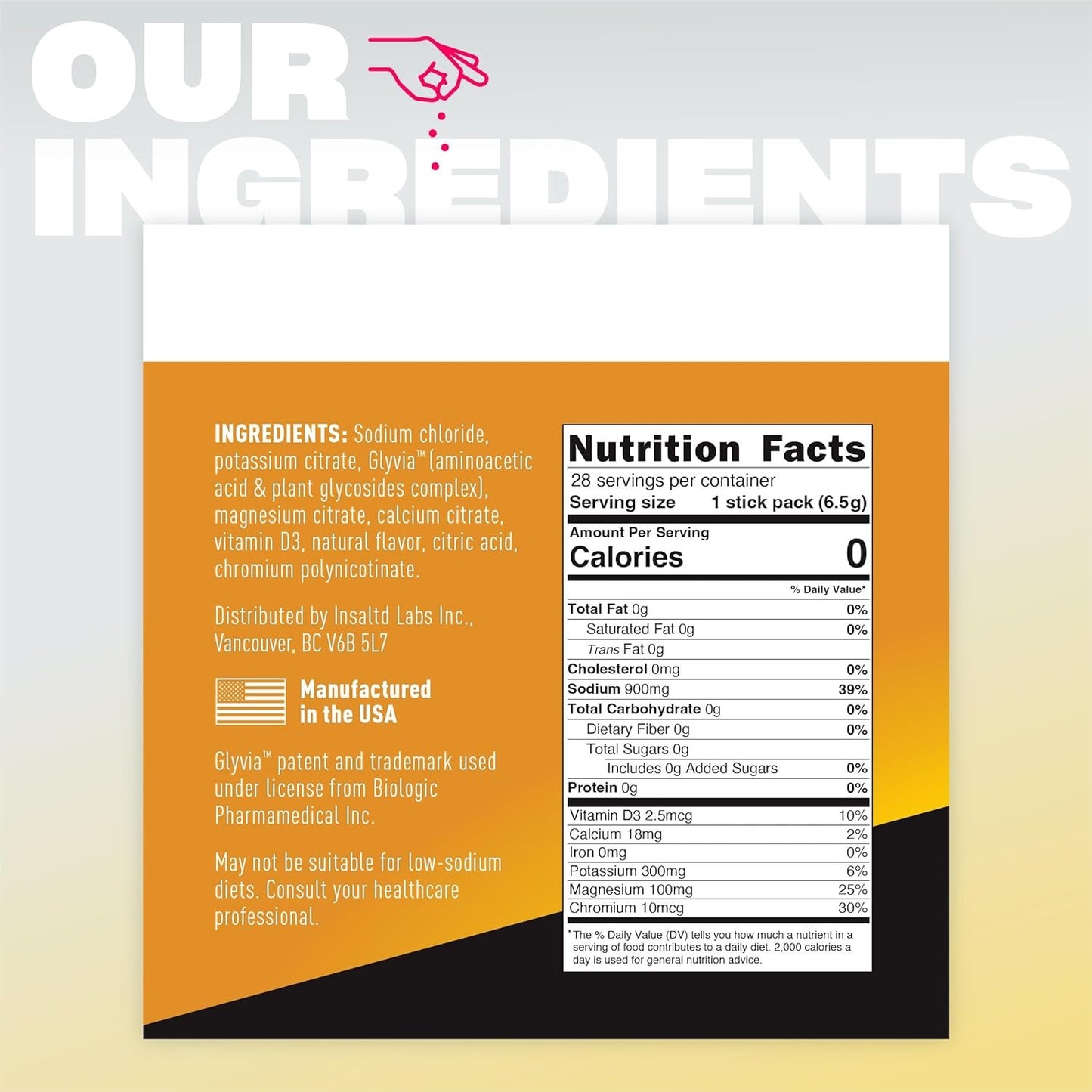 Insaltd™ Sugar Free Electrolytes Powder Packets with No Stevia Aftertaste | High-Potency Hydration Packets | Keto Electrolyte Drinks | Intermittent Fasting Drink Mix | 28 Pack