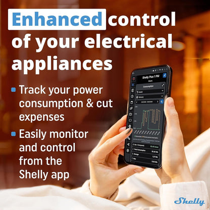 Shelly Plus 1PM | WiFi & Bluetooth Smart Relay Switch with Power Measurement | Home Automation | Alexa & Google Home Compatible | No Hub Required | Wireless Lighting Control (4 Pack)