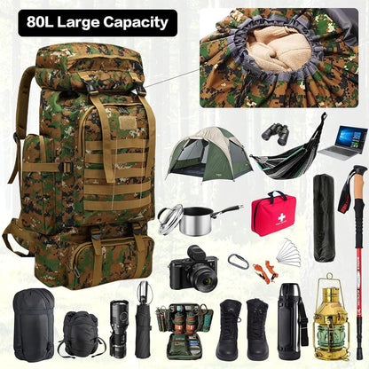 Uandhome Military Tactical Backpackï¼Œ80L Travel Trekking Rucksack for Men Large Waterproof Hiking Backpack Molle Bag for Hiking Outdoor Camping Trekking Hunting