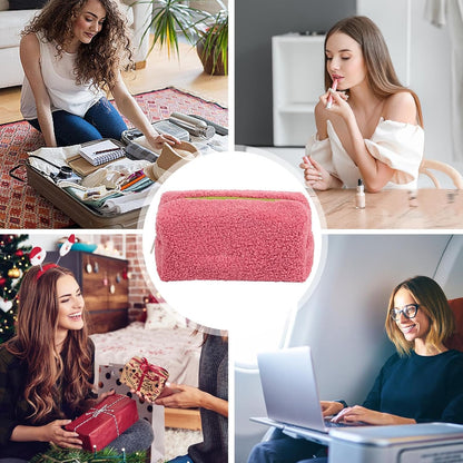 Soft Makeup Bag, Travel Toiletry Pouch, Large Capacity Cosmetic Case, Protective Beauty Organizer, Portable Storage Holder, For, Brushes, Accessories, Daily Use, Travel, pink, Please refer to