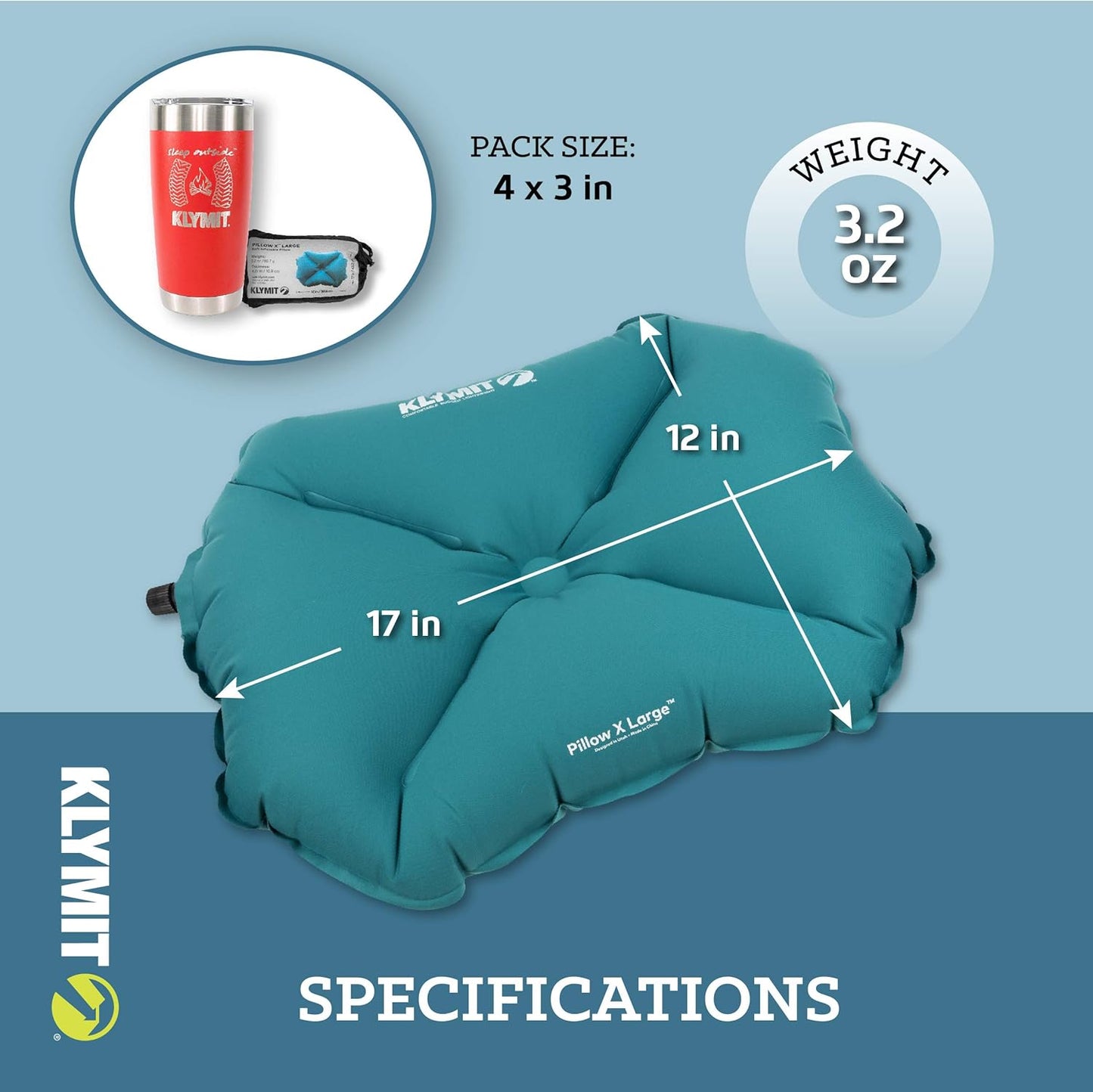 Klymit Pillow X Inflatable Camping Travel Pillow