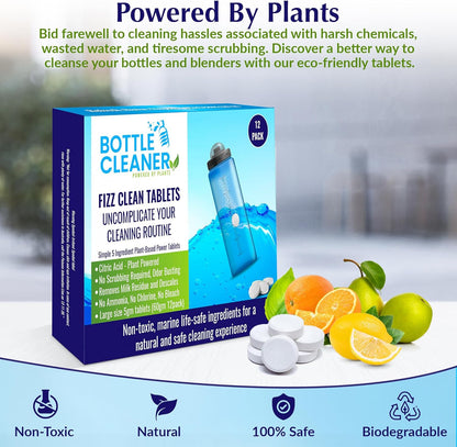 Miles Kay Bottle Cleaning Tablets | Pack of 12 (large) - Effortless Stain & Odor Removal | Non-Toxic, Biodegradable, and Chemical-Free | Miles Kay