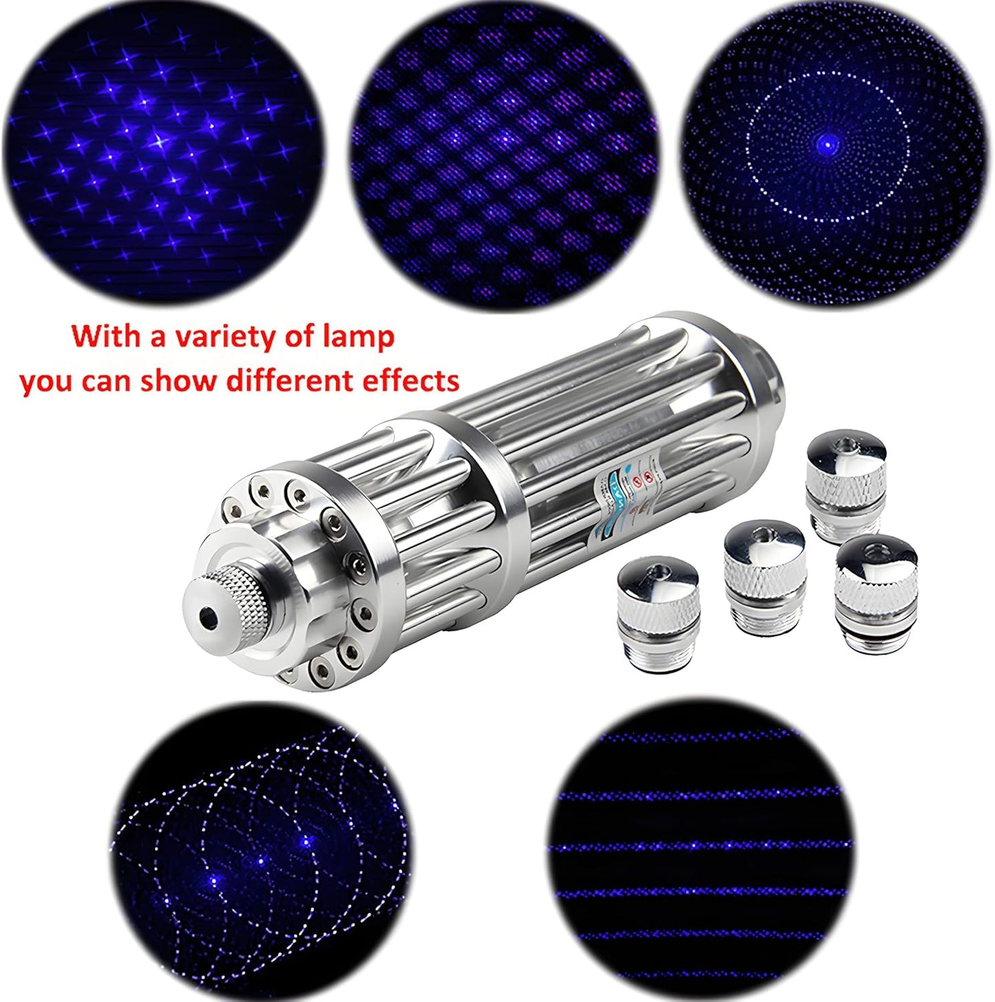 GDSZJLJ High Power Blue Flashlight, USB Rechargeable Long Range Adjustable Focus, Tactical Handheld Light with Starlight Cap, Suitable for Hiking, Camping, Outdoor, Fishing, Camping Hiking, Travel
