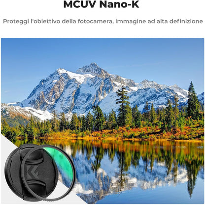 K&F Concept 55 mm Ultraviolet UV Protection Filter with Cap + Cleaning Cloths for Camera Lenses, Ultra Thin UV Optical Glass Filter with 18 Layers Nano Coating (Nano-K Series)