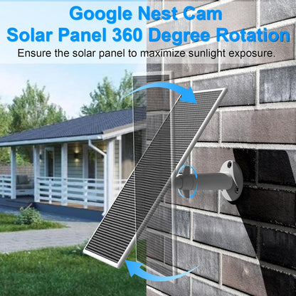 Jsoprtvr Solar Panel for Google Nest Camera Outdoor or Indoor(Battery Version), 5V 5W Solar Power Charger with 13Ft Cable- Special Made for Google Nest Cam