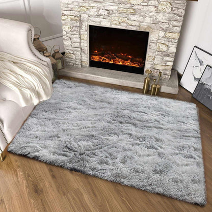 Rugs Living Room Fluffy Area Rug for Bedroom Shaggy Carpet Anti Slip Rugs Soft Modern Plush Carpets Suitable for Home Decor (Grey White, 4 * 5.5ft(120 * 170cm))