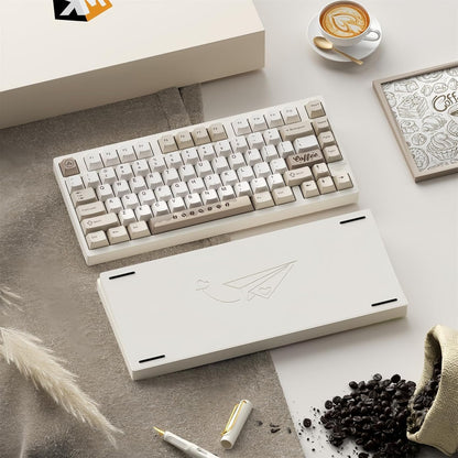 BOYI D75 Quick Release Wireless Aluminum Gaming Keyboard,Tri-Mode Custom Hot Swappable RGB 75% Mechanical Keyboard for Windows/Mac/PC (Beige)