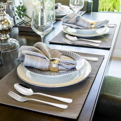 60 Piece Silverware Set, Wildone Stainless Steel Flatware Utensils Service for 12, Include Knives/Forks/Spoons, Mirror Polished, Dishwasher Safe