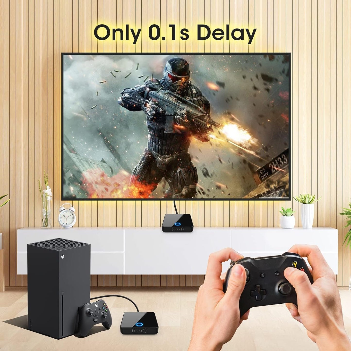 Wireless HDMI Transmitter and Receiver,Binken Wireless HDMI Extender Support 1080P@60 Hz, Support 2.4/5GHz for Streaming Video Audio from Laptop, PC, Camera,STB to HDTV Projector Model 810