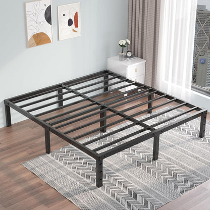King Bed Frames, 16 Inch Bed Frames King Size Metals Platforms Bed Frames Not Boxs Spring Needed and Heavy Duty Steel Slats