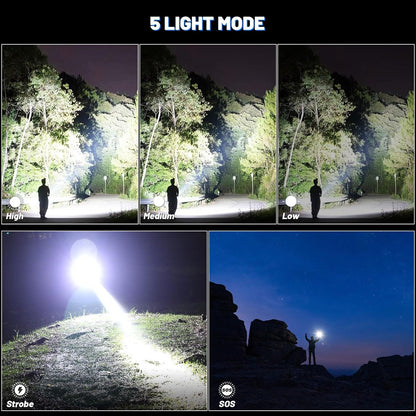 Cinlinso Flashlights High Lumens Rechargeable, 990,000 Lumens Super Bright Led Flashlight, Flash Light with 5 Modes, IPX6 Waterproof, Handheld Powerful Flashlight for Camping, Emergencies