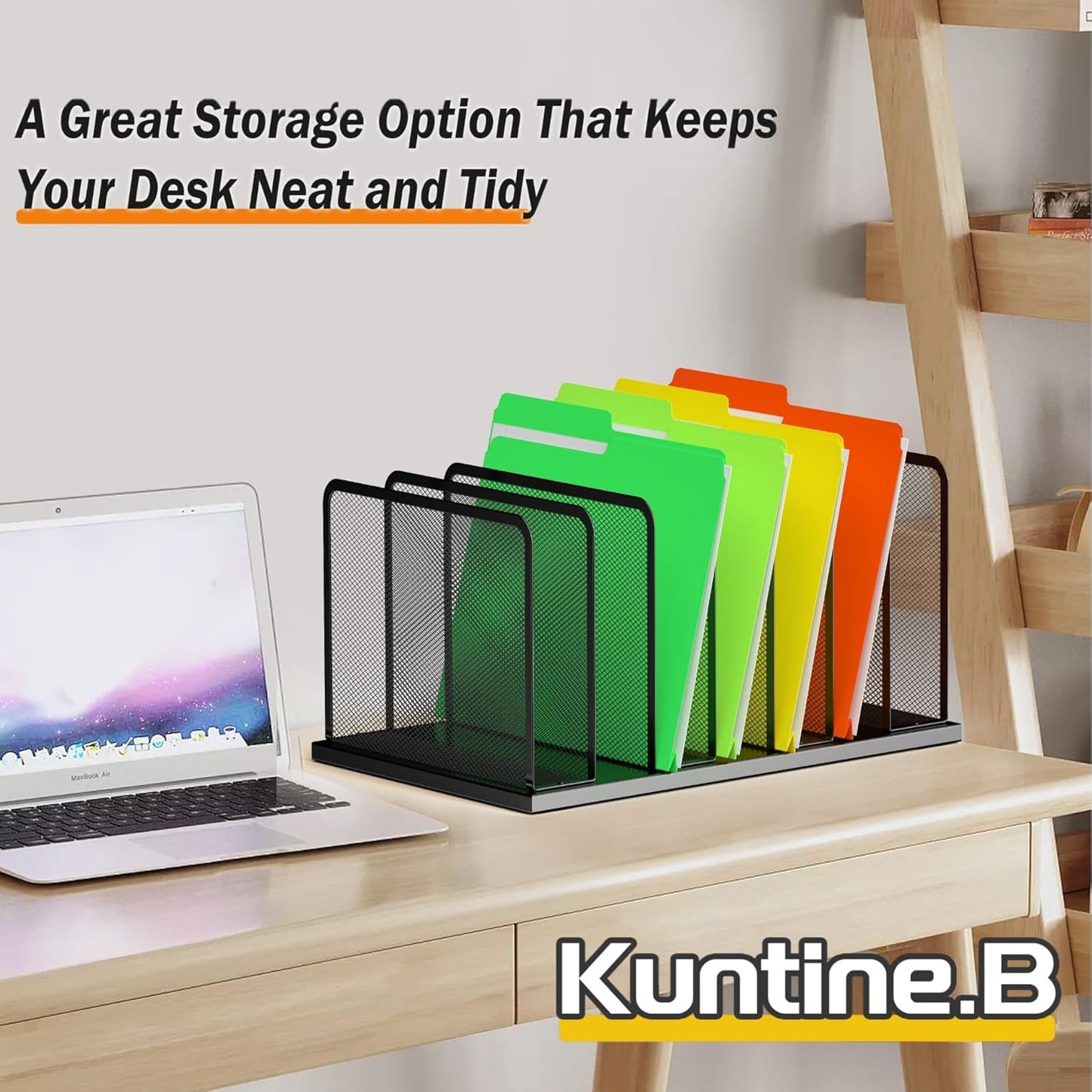 Kuntine.B Desk File Organizer 7 Upright Mesh Desktop Organizer File Sorter Office Organization File Holder for Home, Office & Classroom, 2 Pack