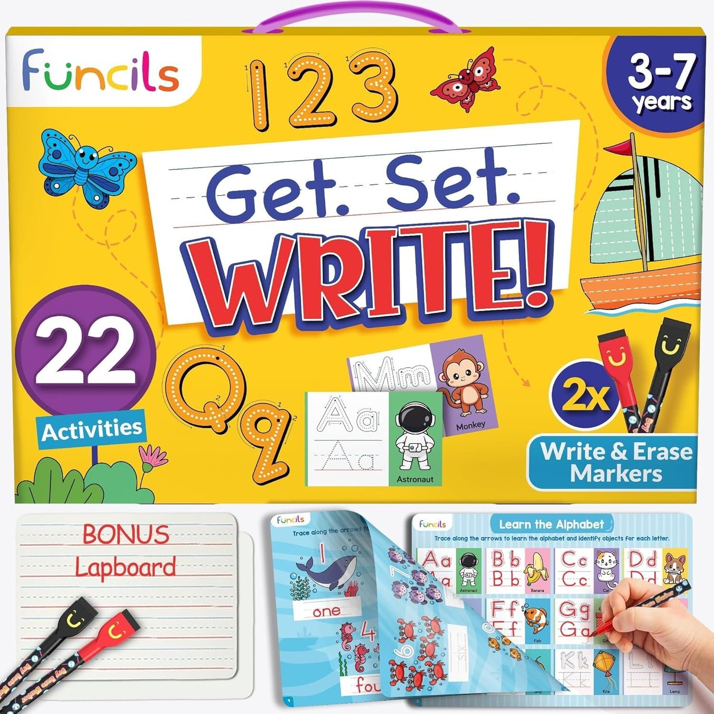 Learn to Write for Kids - Educational Toys & Games, Preschool & Kindergarten Learning Activities, Writing Practice Book, Birthday Gifts for Girls and Boys for Ages 3, 4, 5, 6 Year Old