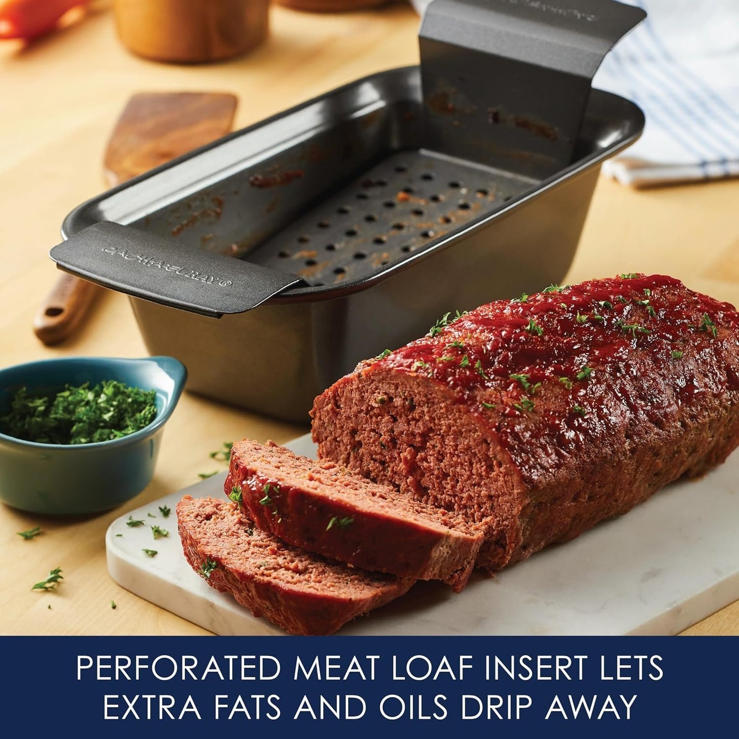 Rachael Ray 47364 Meatloaf Pan, 9" x 5", Gray