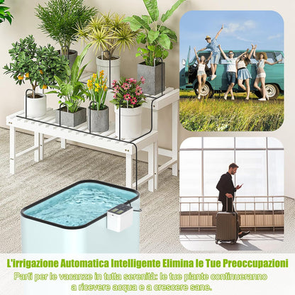 Automatic Watering System for Pots, DIY Drip Irrigation Kit, Rechargeable Plant Sprinkler with Lack of Water Alarm and Battery Discharge, Adjustable Time, Supports 15 Pots