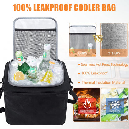 Trunk Organizer for Car, Foldable Car Storage Bag Portable With Built-in Leakproof Insulation Cooler Bag, 5 Compartments Vehicle Divider Heavy Duty Cargo Tote for SUV RV Lorry Truck Car Trip (T783)