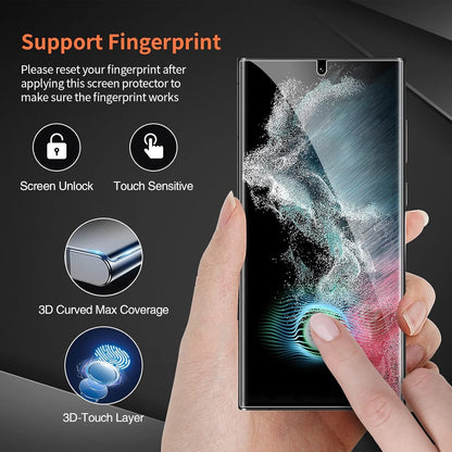 [2 Pack] QUESPLE TPU Privacy Screen Protector for Samsung Galaxy S22 Ultra 6.8-inch, Support Fingerprint Unlock, Anti-Spy, 3D Curved Screen Protector Film [Self-Healing] [Scratch Resistant] [Not Glass]