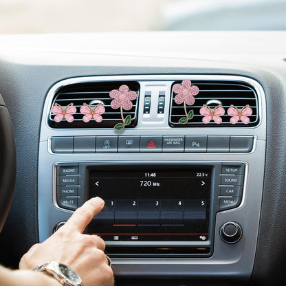 Biiange 6Pcs Bling Butterfly Daisy Air Vent Clips, Flower Car Air Vent Diffuser, Freshener with Butterfly Clip, Cute Decoration Car Interior Decor Bling Accessories for Women (Pink)