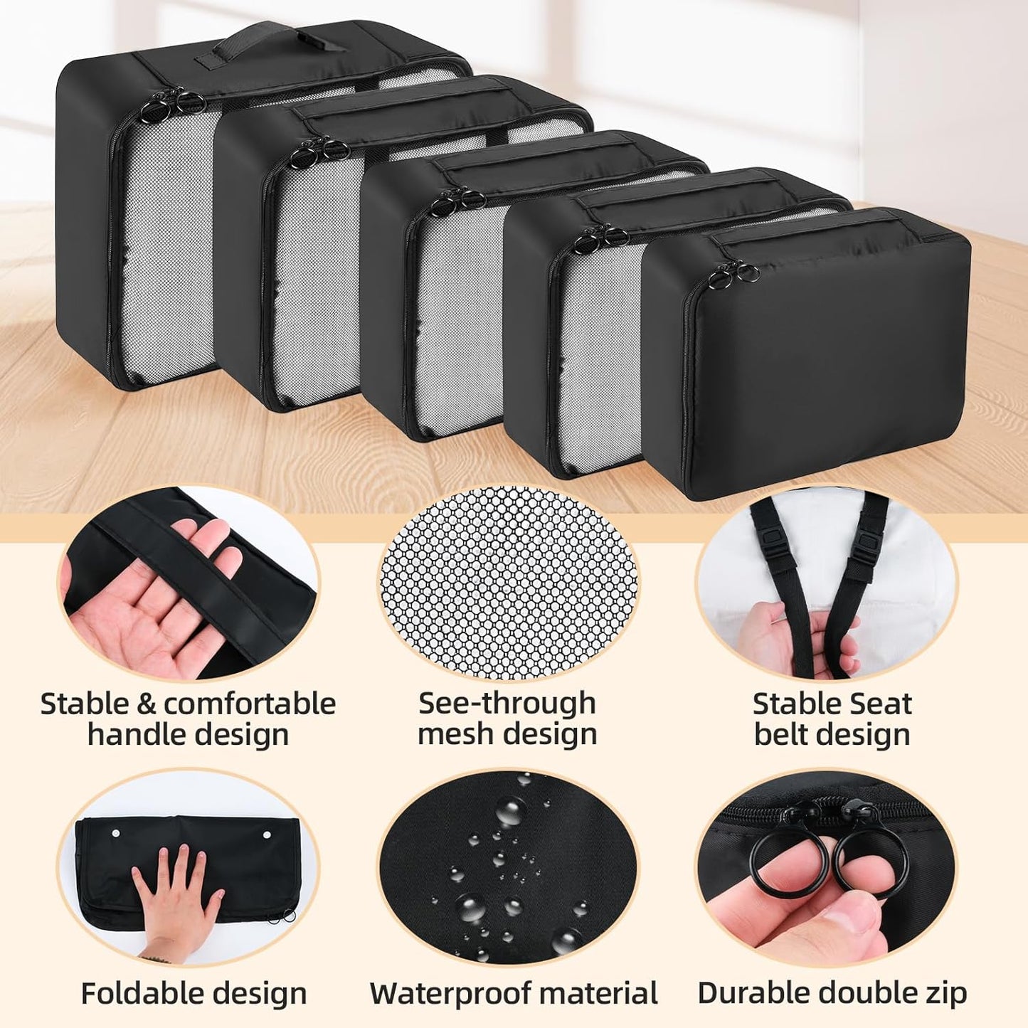 10 Piece Space-Saving Suitcase Organizer, Travel Suitcase, Packing Cubes for Cosmetics, Underwear, Clothes, Bags, Shoes, Travel Useful Accessories