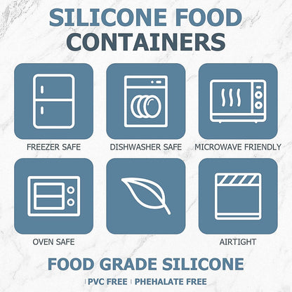 9 Pack Silicone Food Storage Containers,Nesting Silicone Food Containers with Airtight Lids,Reusable Bento Box Snack Lunch Containers for Camping, 3 Size(6.7oz, 10oz, 20oz)