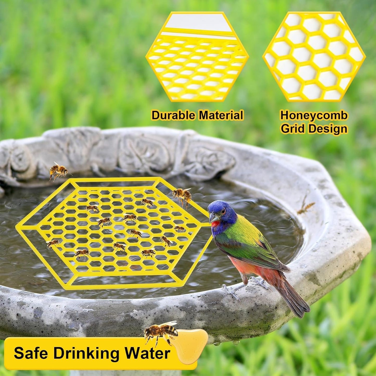 letesult 4 Pack Floating Bee Island, 7.1 Inch Bee Watering Station, Bee Bath Bee Drinking Station Bee Waterer and Butterfly Water Stations Butterfly Feeders for Outdoors Thirsty Pollinators Feeding