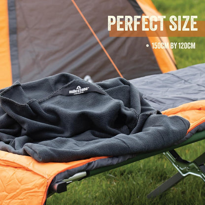 Milestone Camping 24680 Thermal Polar Fleece Blanket/Charcoal Colour / 150cm x 120cm / Great for The Campsite, Caravan Or Car