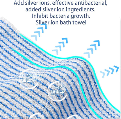 Iouyjiu 9.4 x 40.5 Inch Body Scrub Towel, Back Scrubber Washcloth, Reusable Beauty Washcloth, Scrub Towel Back Washcloth Shower Towel for Deep Cleaning, and Skin Care Essential Tool