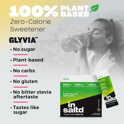 Insaltd™ Sugar Free Electrolytes Powder Packets with No Stevia Aftertaste | High-Potency Hydration Packets | Keto Electrolyte Drinks | Intermittent Fasting Drink Mix | 28 Pack