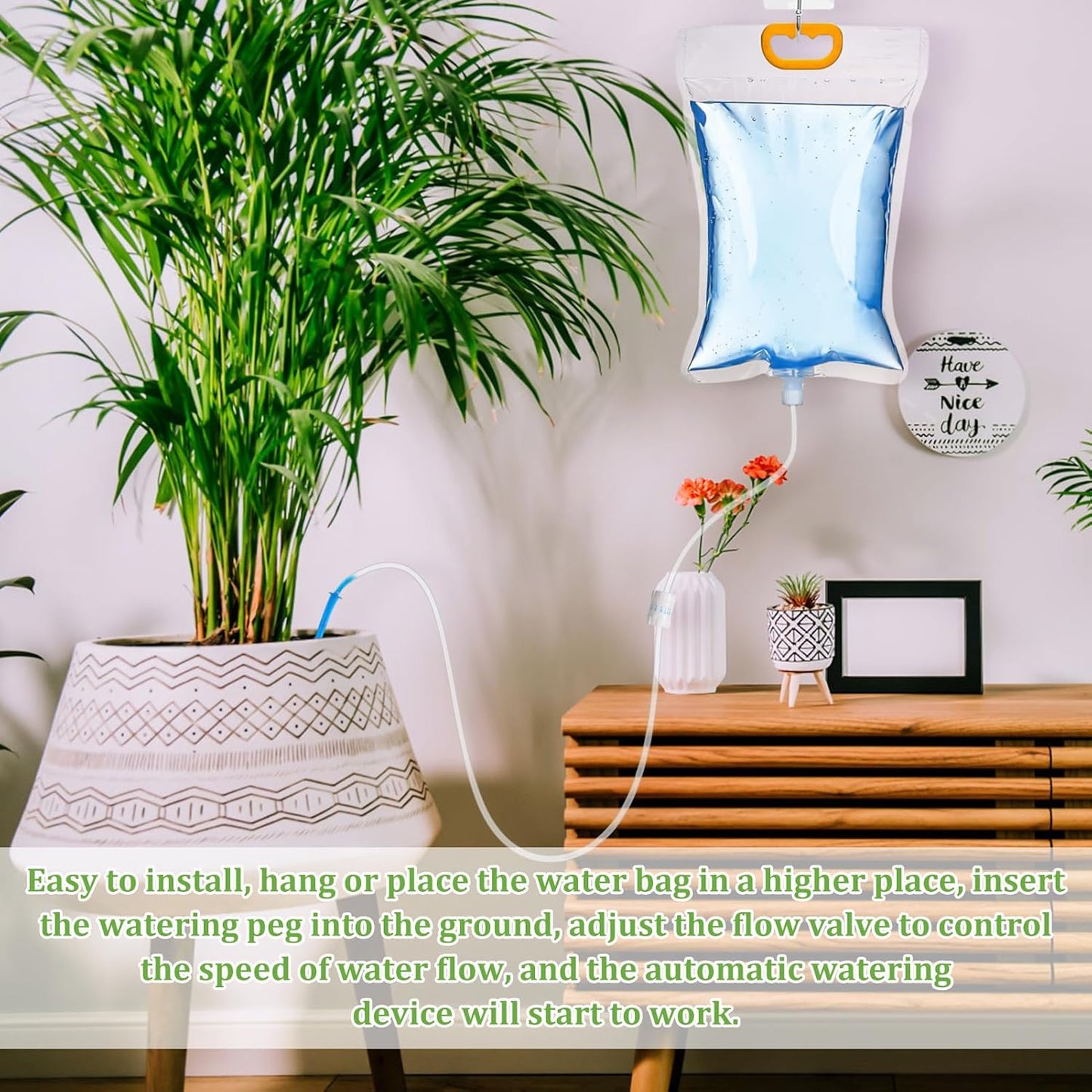5 x 3.5L Drip Irrigation Bags Automatic Plant Watering System with Adjustable Flow Home Sprinkler Device for Indoor and Outdoor