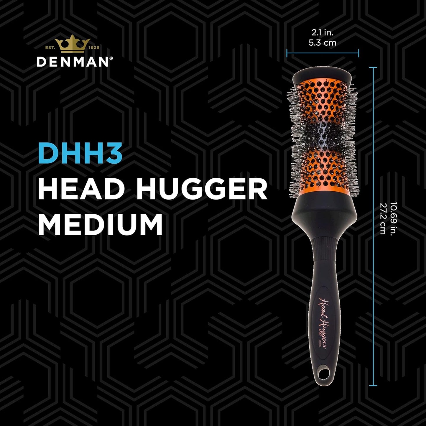 Denman (Medium) Thermo Ceramic Hourglass Hot Curl Brush - Hair Curling Brush for Blow-Drying, Straightening, Defined Curls, Volume & Root-Lift - Orange & Black, (DHH3)