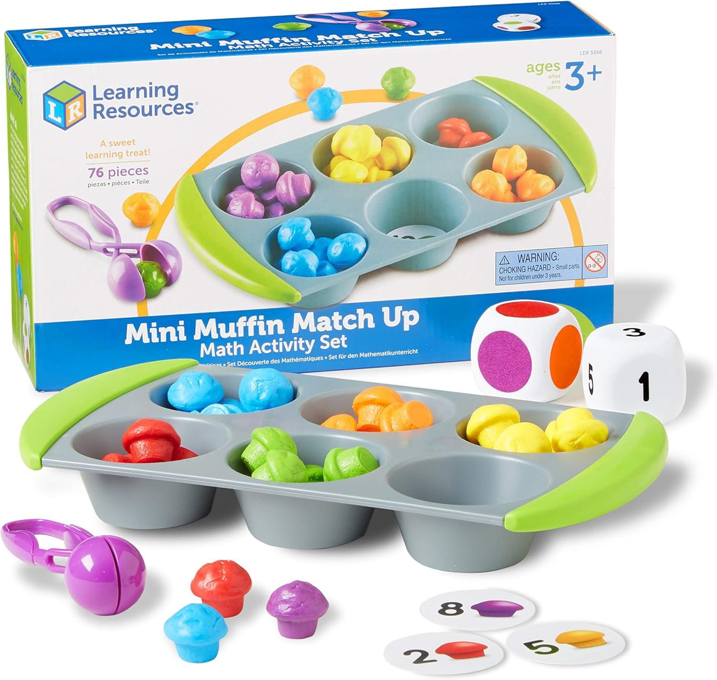Learning Resources Mini Muffin Match Math Activity Set - 76 Pieces, Ages 3+ Toddler Learning Toys, Counting and Sorting Toys