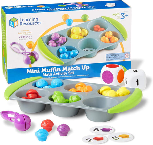 Learning Resources Mini Muffin Match Math Activity Set - 76 Pieces, Ages 3+ Toddler Learning Toys, Counting and Sorting Toys