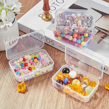 12 Pcs Small Plastic Boxes with Hinged Lids, Rectangle Clear Craft Storage Containers with Lids Plastic Boxes for Beads, Jewelry and Other Small Items(2.5 x 1.7 x 0.8 Inches)