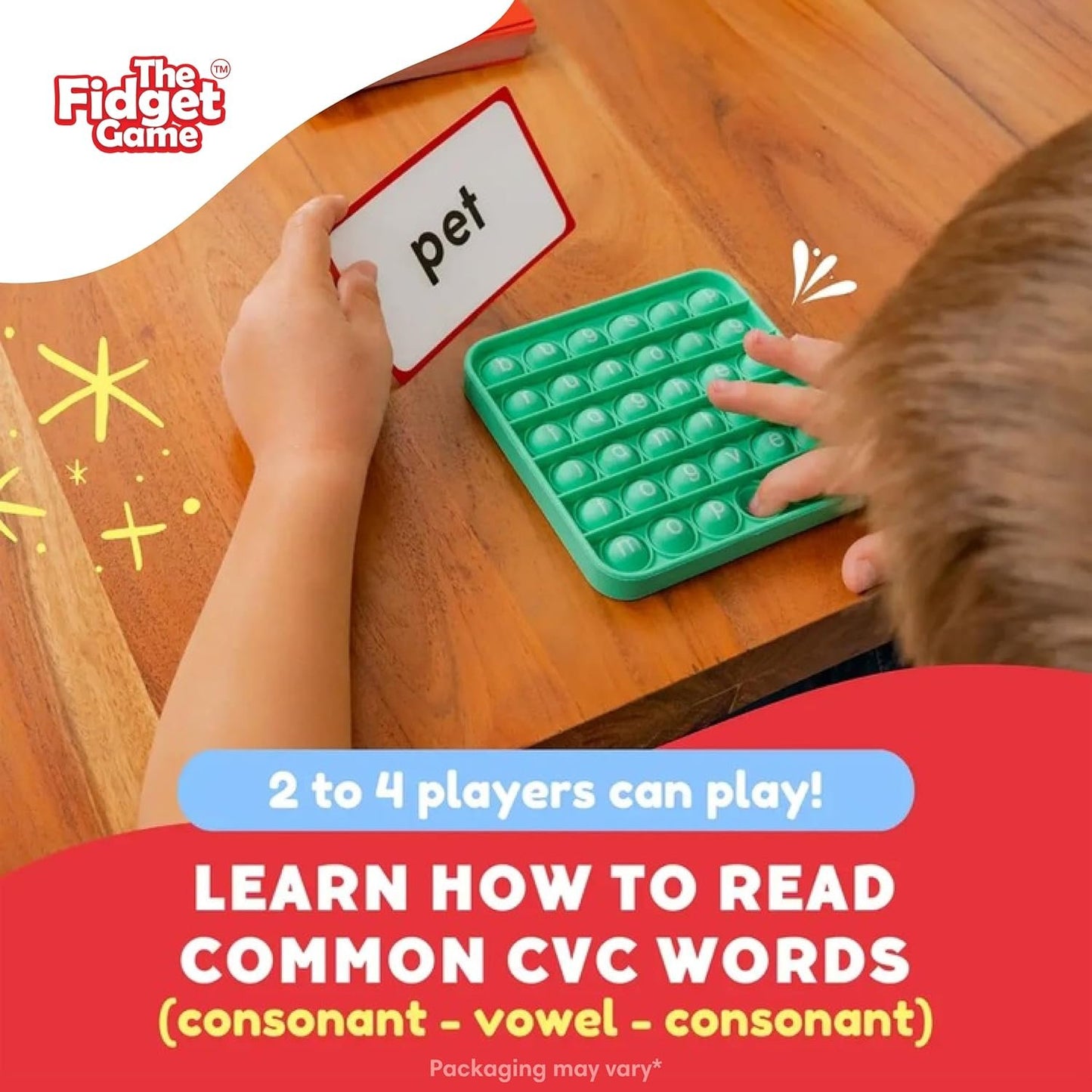 THE FIDGET GAME Word Pop, CVC Words - Learn to Read in Weeks - Multisensory Reading & Phonics Interactive Game Ideal for Pre Kindergarten to 1st Grade (Packaging May Vary)