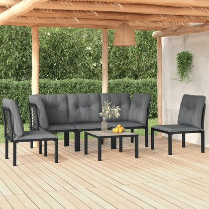 Homgoday Set Salotto da Giardino 6 pz in Polyrattan Nero e Grigio, Salotto da Giardino Salottino, Lettini Prendisole, Divano Letto Mobili, Lettini da Giardino per Esterno