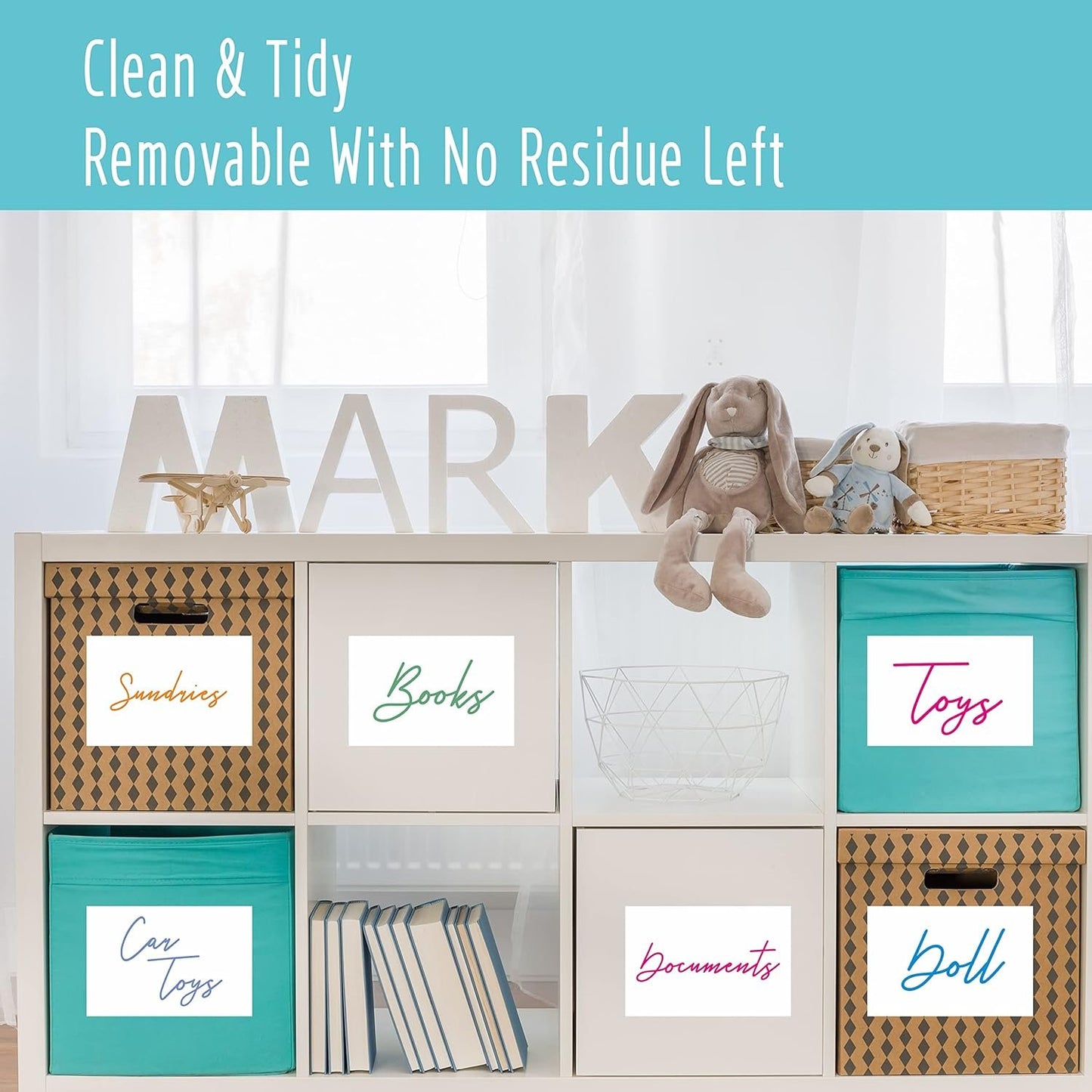 70 Large Size Blank Labels, Water/Oil/Tear Resistant, Inkjet & Laser Printer Available Removable No Residue for Home Organization Projects, Bins, Kitchen Storage Containers, Desk Items(8.5”x 5.5”)