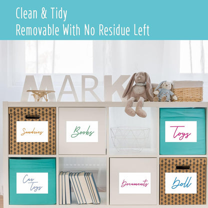 70 Large Size Blank Labels, Water/Oil/Tear Resistant, Inkjet & Laser Printer Available Removable No Residue for Home Organization Projects, Bins, Kitchen Storage Containers, Desk Items(8.5”x 5.5”)