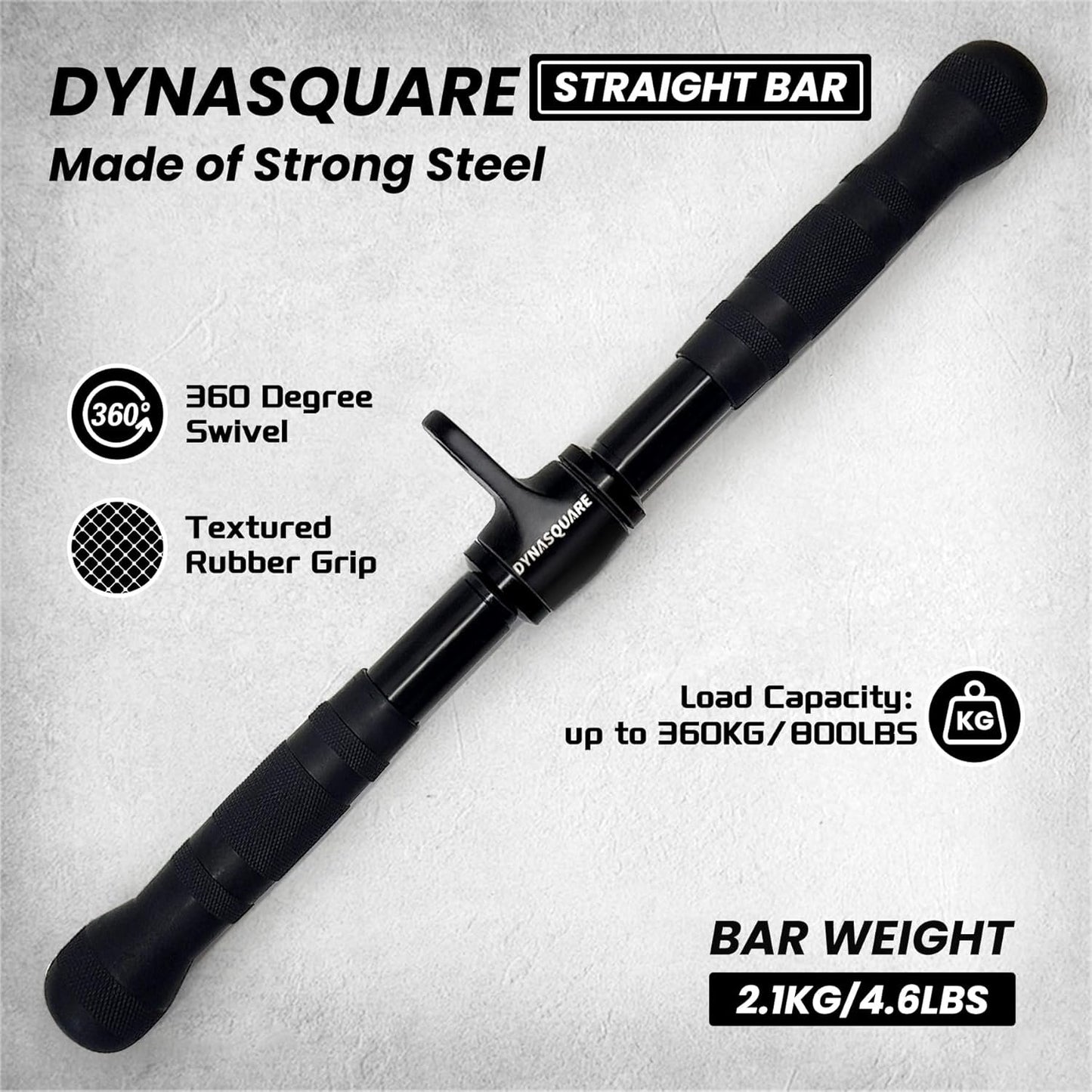 DYNASQUARE Cable Attachments for Home Gym, LAT Pulldown Attachment, Weight Machine Accessories, Straight Pull Down Equipment, V-Shaped Press Down Bar, Tricep Rope, Exercise & Double D Handle