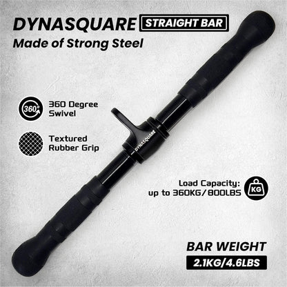 DYNASQUARE Cable Attachments for Home Gym, LAT Pulldown Attachment, Weight Machine Accessories, Straight Pull Down Equipment, V-Shaped Press Down Bar, Tricep Rope, Exercise & Double D Handle