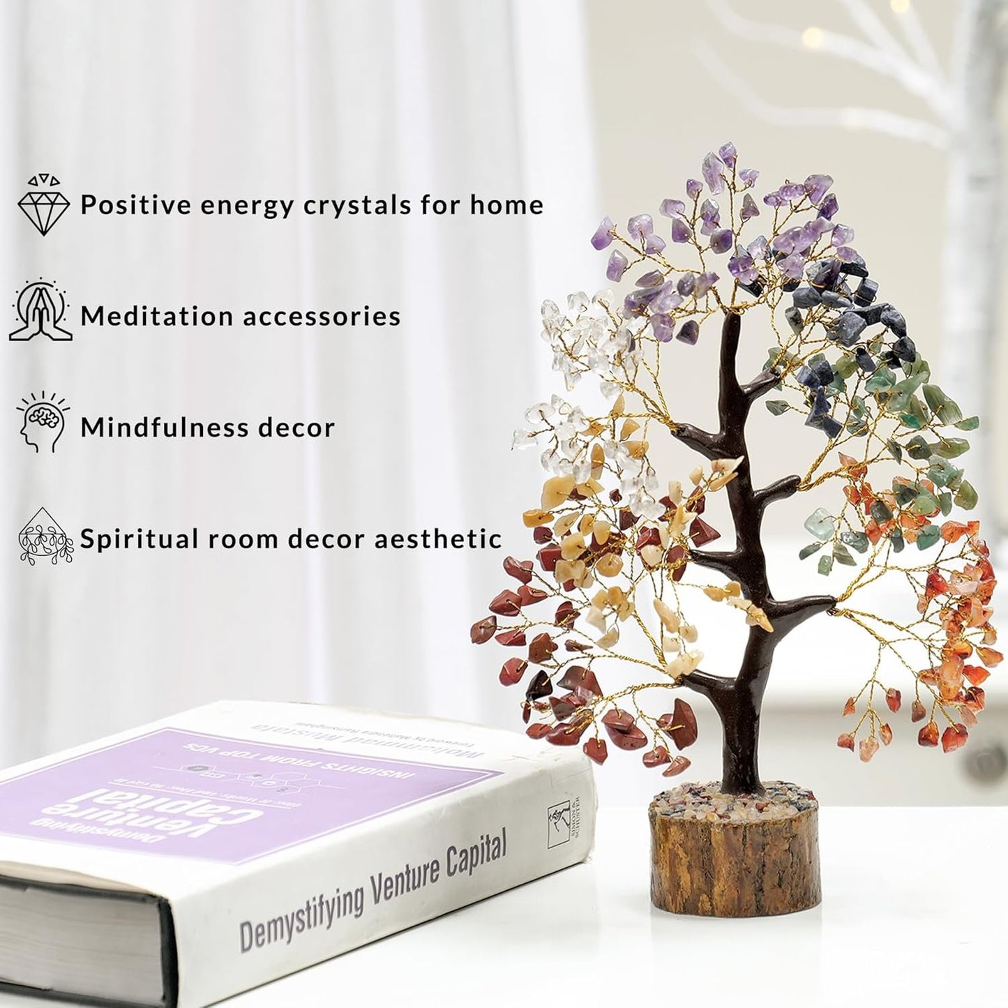 Chakra Crystal Tree of Life - Gem Stones and Spiritual Decor - Home Decor Gifts, Money Tree, Healing Crystal Gifts for Women