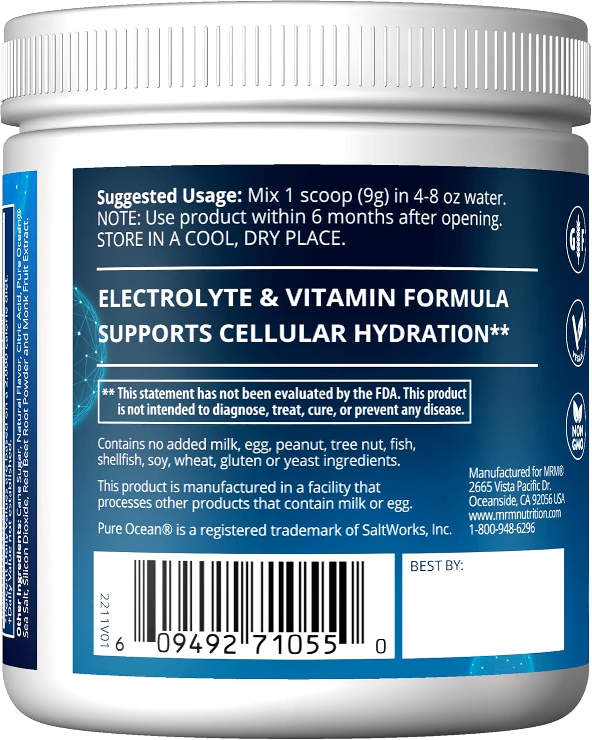MRM Nutrition Hydration + | Orange Mango Flavored | Electrolyte Boost | Cellular Hydration | Vitamins + Electrolytes | Vegan + Gluten-Free | 15 Servings